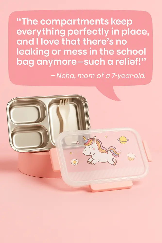 HomeStuff Kids Bento Lunch Box – Made for Little Appetites & Big School Days