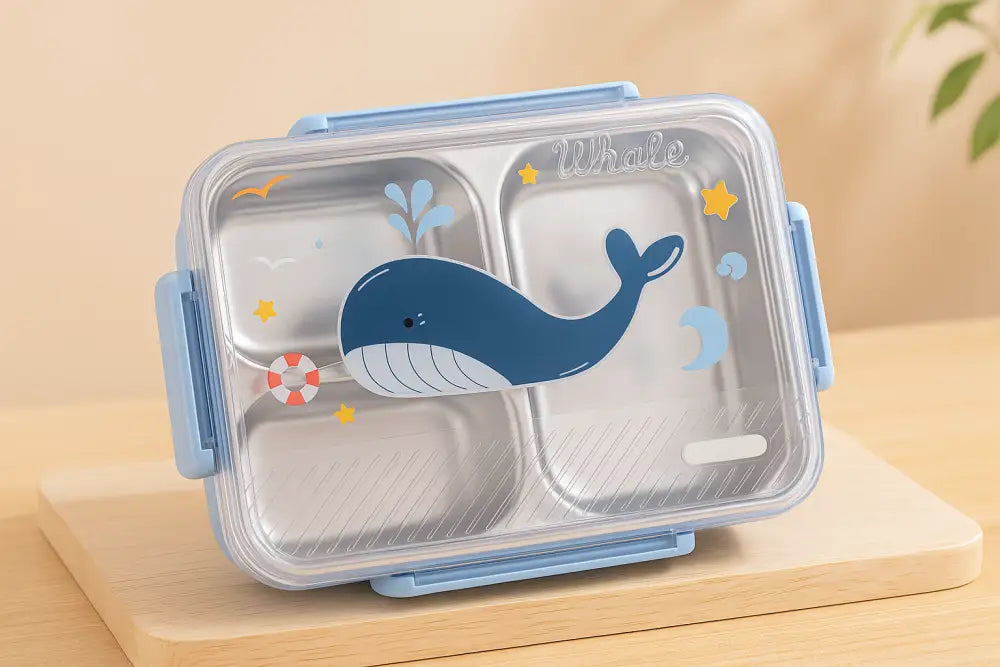 HomeStuff Kids Bento Lunch Box – Made for Little Appetites & Big School Days Whale Blue
